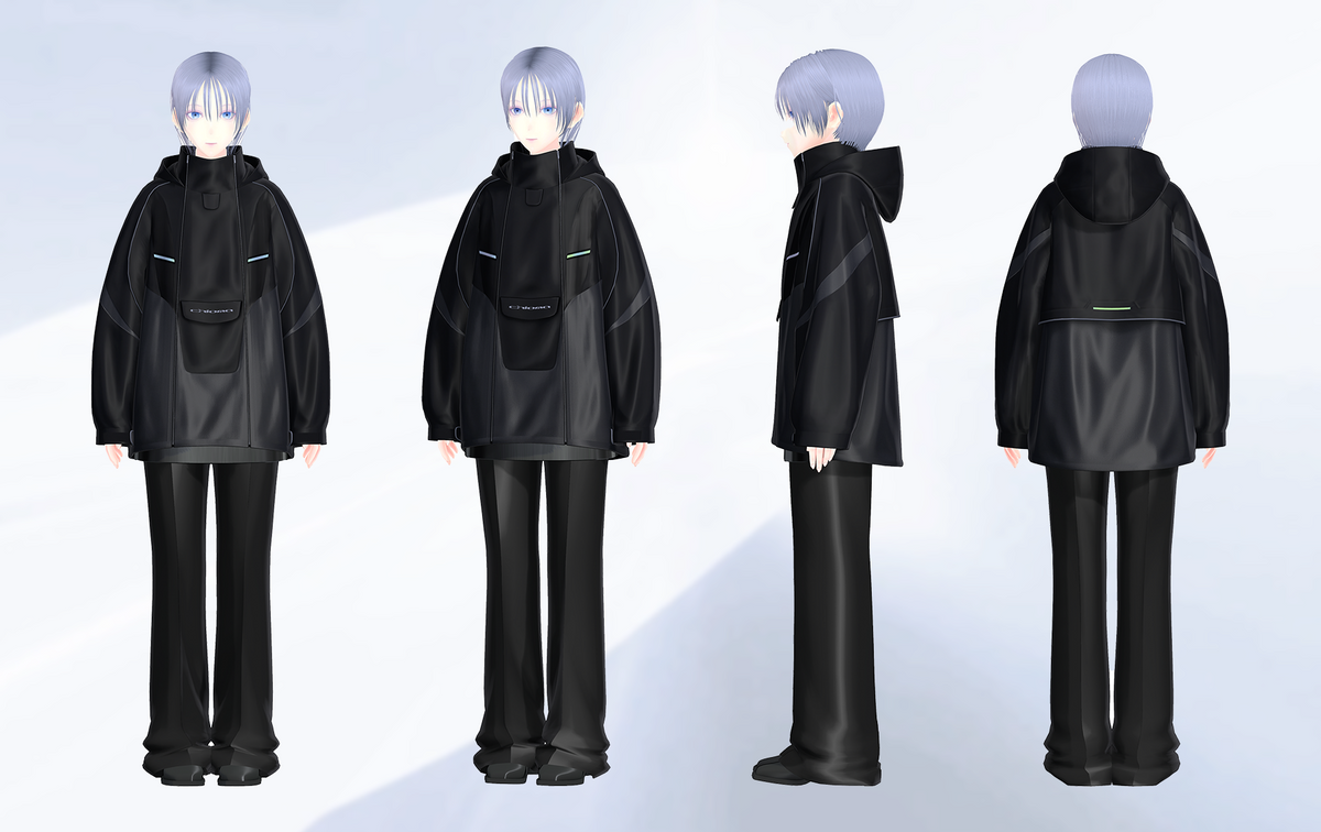 3Dmodel]Y2K Anorak :division model / cosmic black – chloma