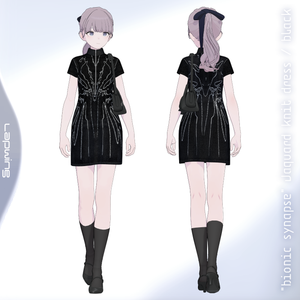 [3Dmodel]"Bionic Synapse" Jacquard knit dress / black