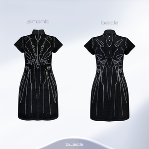 [3Dmodel]"Bionic Synapse" Jacquard knit dress / black