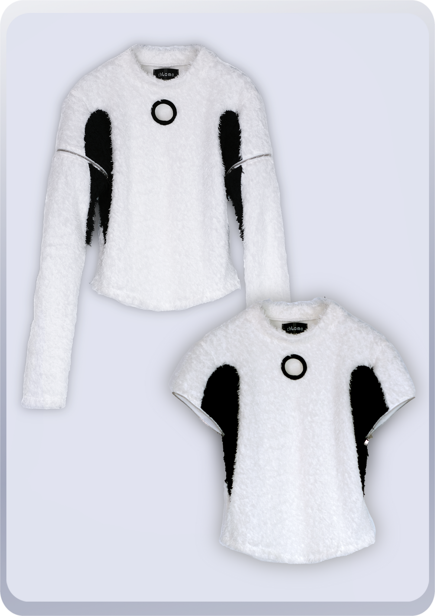 トランスフォーム ロングパイルトップス / ホワイト×ブラック – chloma - official web トランスフォーム ロングパイルトップス / ホワイト×ブラック – chloma - official web