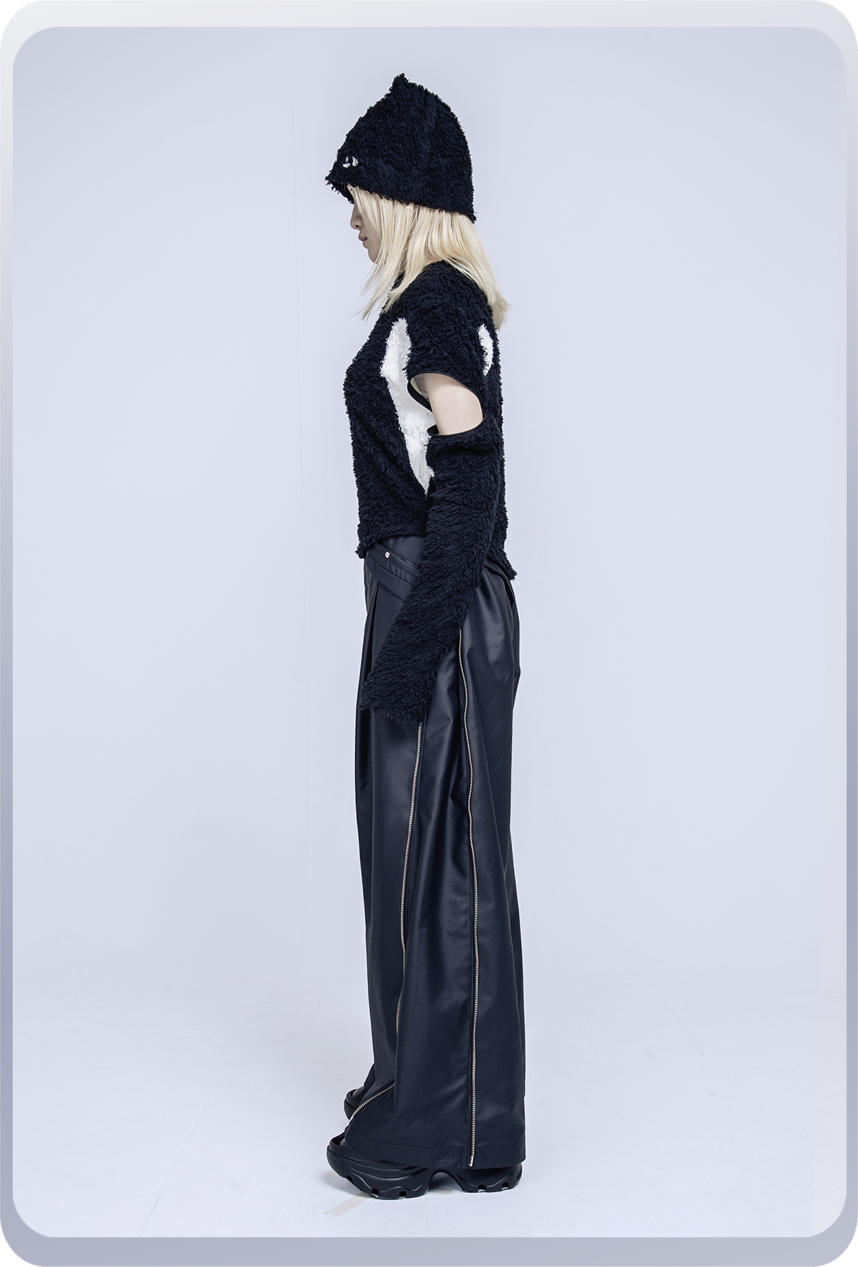 chloma トランスフォームロングパイルトップス y2k トランスフォーム ロングパイルトップス / ブラック×ホワイト – chloma - official web