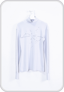EMBROIDERED HIGH-NECKED TEE  "cosmo" / icegray